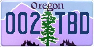 OR license plate 002TBD