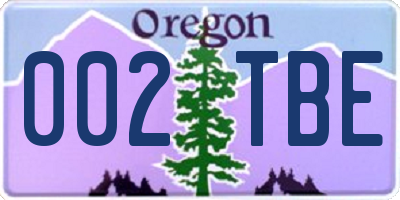 OR license plate 002TBE