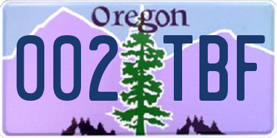 OR license plate 002TBF