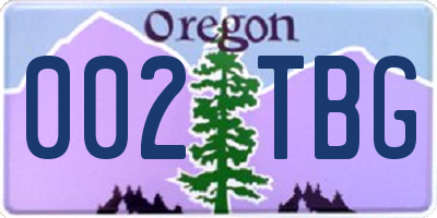 OR license plate 002TBG