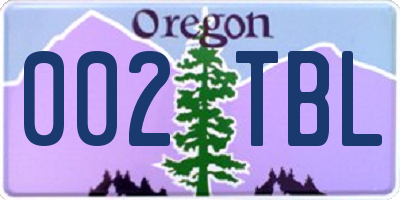 OR license plate 002TBL