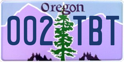 OR license plate 002TBT