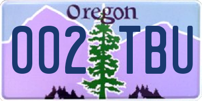OR license plate 002TBU