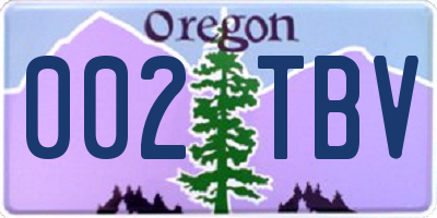OR license plate 002TBV