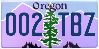 OR license plate 002TBZ