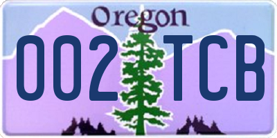 OR license plate 002TCB