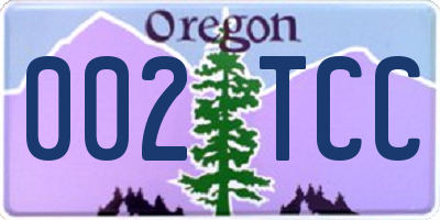 OR license plate 002TCC