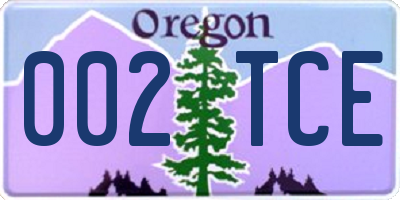 OR license plate 002TCE