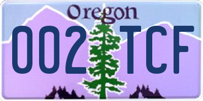 OR license plate 002TCF