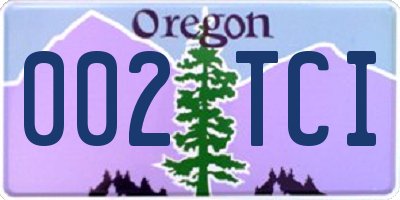OR license plate 002TCI