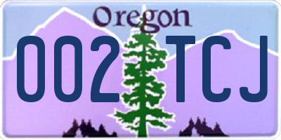 OR license plate 002TCJ