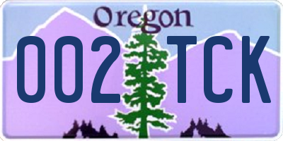 OR license plate 002TCK