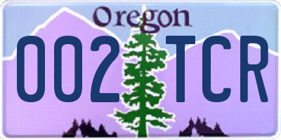 OR license plate 002TCR
