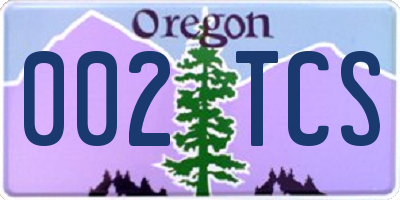 OR license plate 002TCS