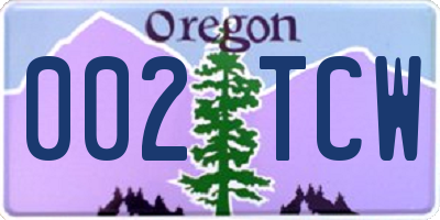 OR license plate 002TCW