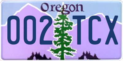 OR license plate 002TCX
