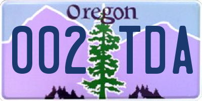 OR license plate 002TDA