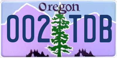 OR license plate 002TDB