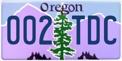 OR license plate 002TDC