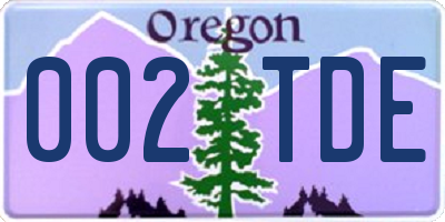 OR license plate 002TDE