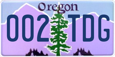 OR license plate 002TDG