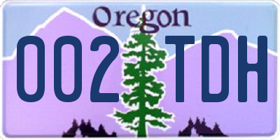 OR license plate 002TDH