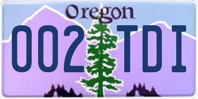 OR license plate 002TDI