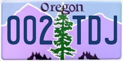 OR license plate 002TDJ