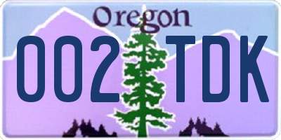 OR license plate 002TDK