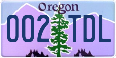 OR license plate 002TDL