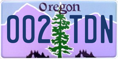 OR license plate 002TDN