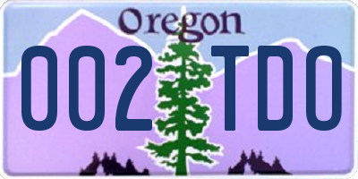 OR license plate 002TDO