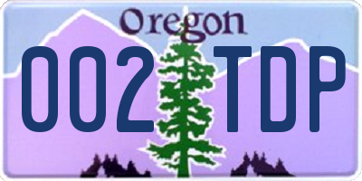 OR license plate 002TDP