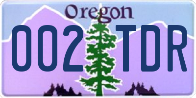 OR license plate 002TDR