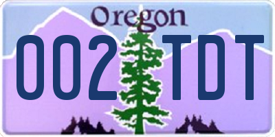 OR license plate 002TDT
