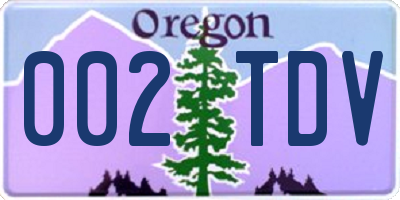 OR license plate 002TDV