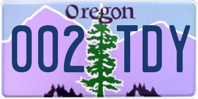 OR license plate 002TDY