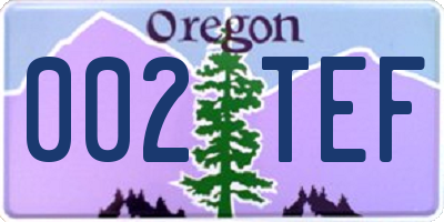OR license plate 002TEF