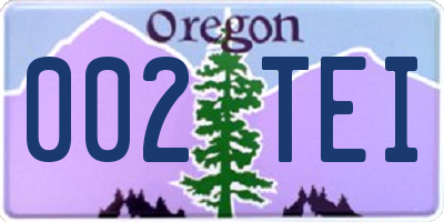 OR license plate 002TEI
