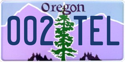 OR license plate 002TEL