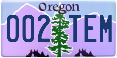 OR license plate 002TEM