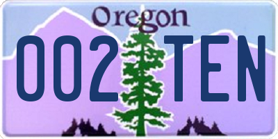 OR license plate 002TEN