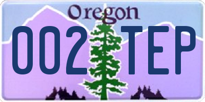 OR license plate 002TEP