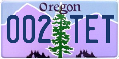 OR license plate 002TET