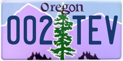 OR license plate 002TEV