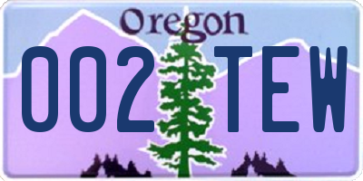 OR license plate 002TEW