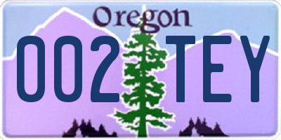 OR license plate 002TEY