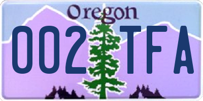 OR license plate 002TFA