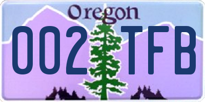 OR license plate 002TFB