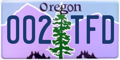 OR license plate 002TFD